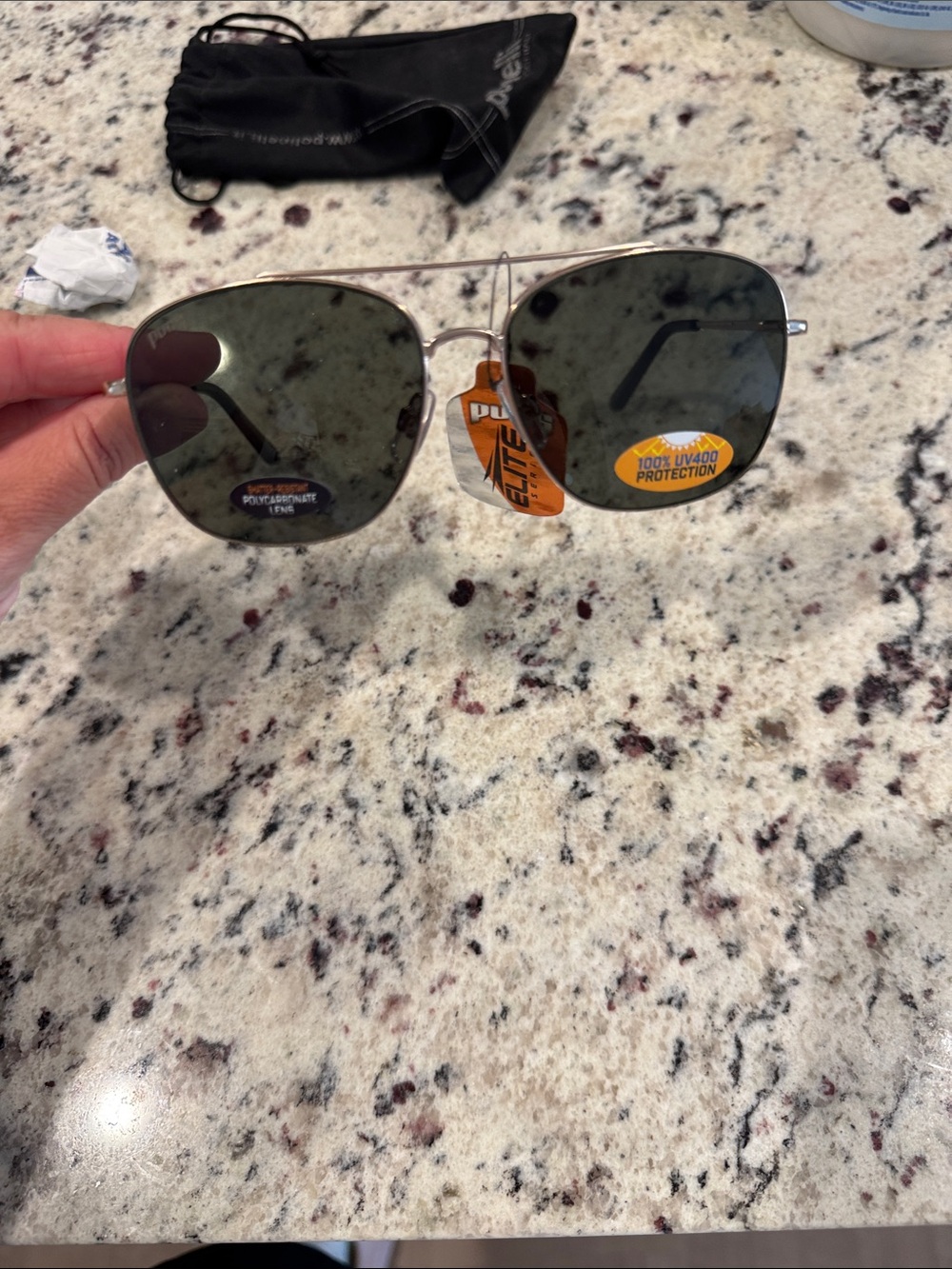 Men's Aviator Sunglasses with Green Lenses and Silver Frame